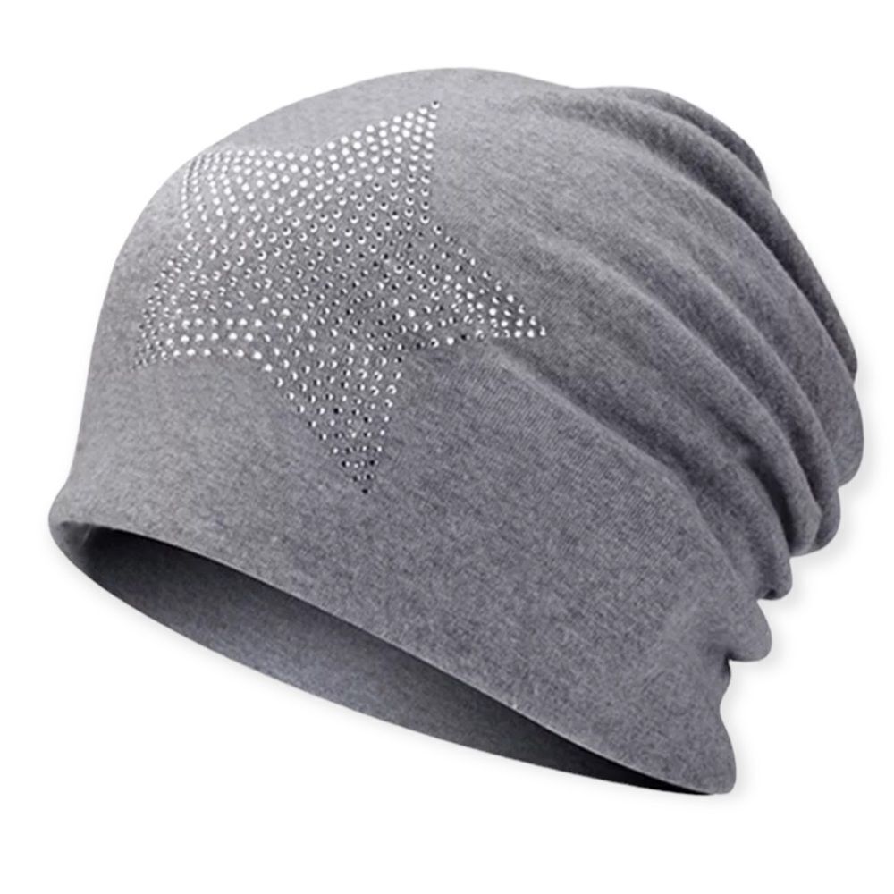 NEW Gray Star Studded Beanie Cap Hat